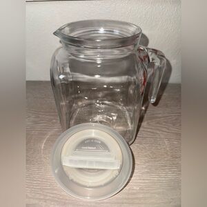 Vintage BORMIOLI Rocco 2qt Glass Refrigerator Jar Pitcher & Lid ITALY